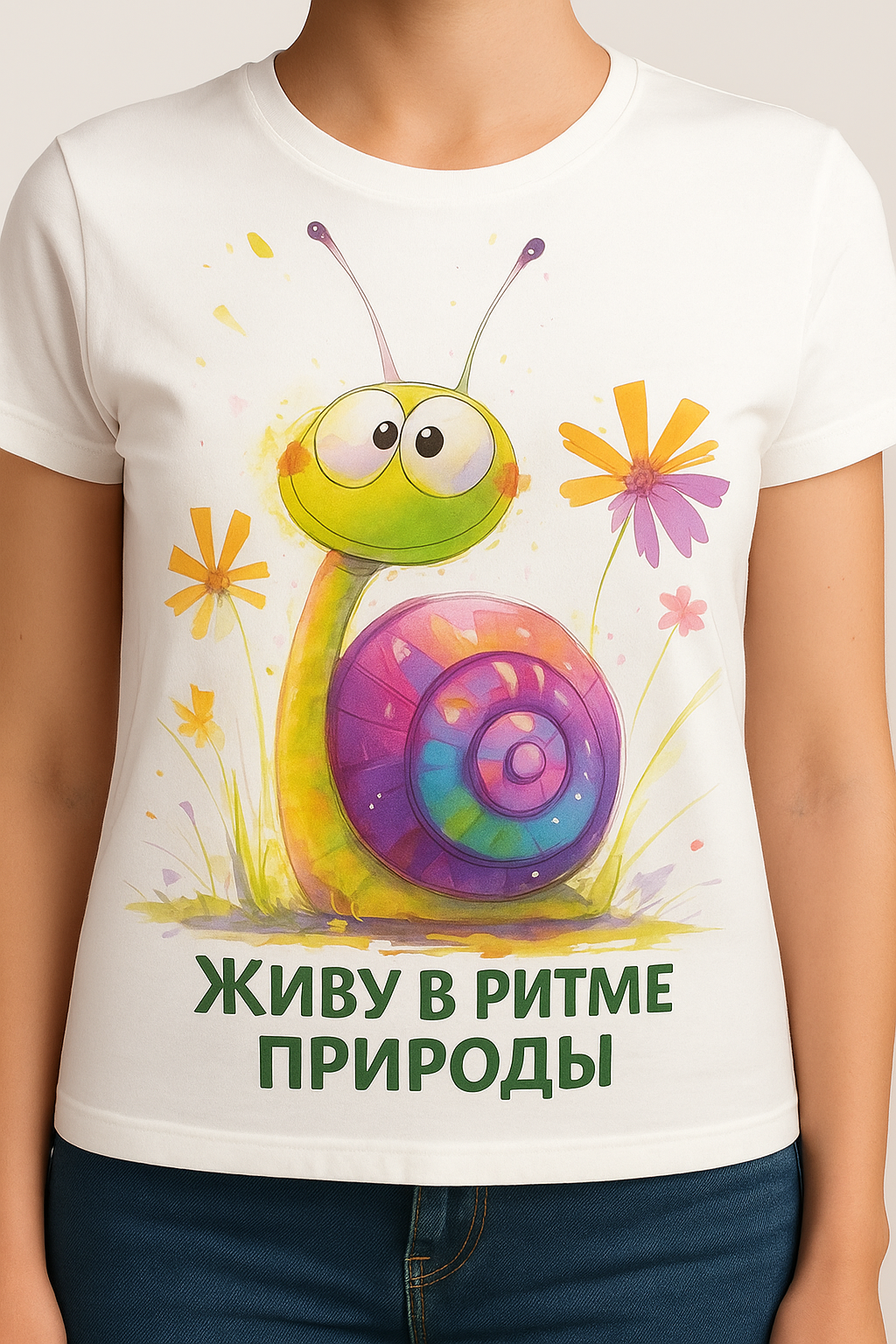 Футболка с принтом <br> «Живу в ритме природы» (Копировать)